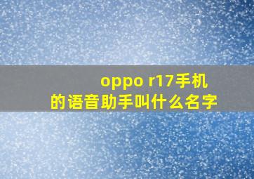 oppo r17手机的语音助手叫什么名字